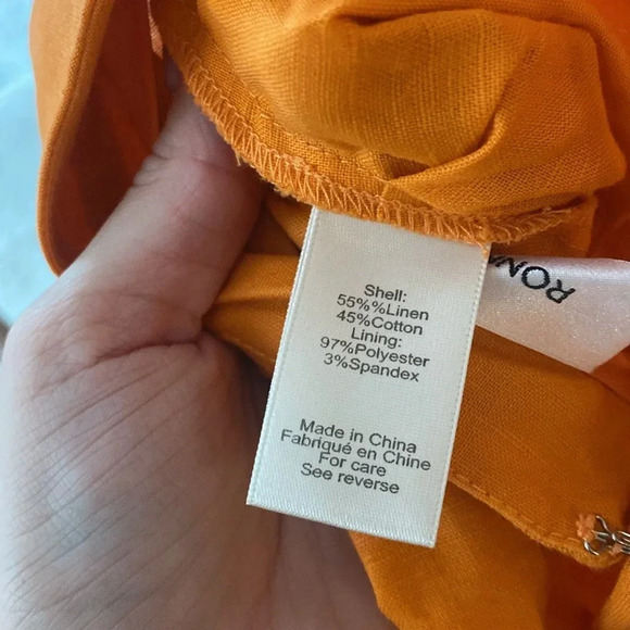 Ronny Kobo Clark Linen Blend Open Back Maxi Dress Ruched Bodycon Orange Size S - Picture 14 of 15